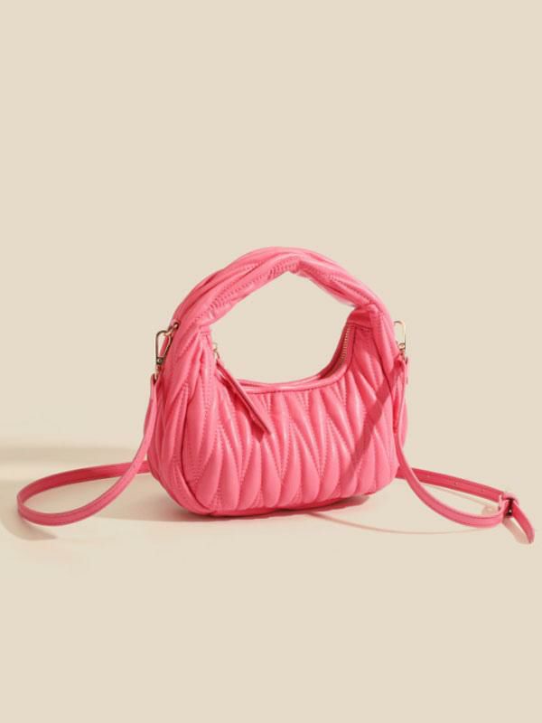 Accessories |   Bags Barbie Pink Pleated PU Leather Hobo Bag Accessories Accessories