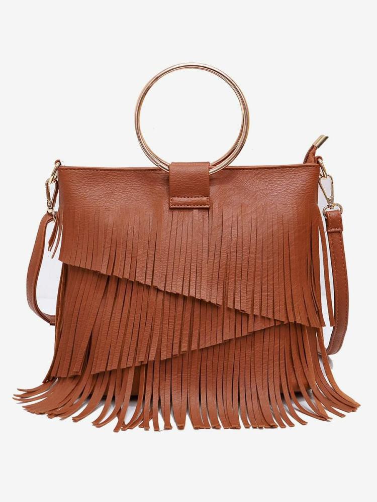 Accessories |   Bags Black PU Leather Fringe Zipper Cross Body Strap Bags Accessories Accessories