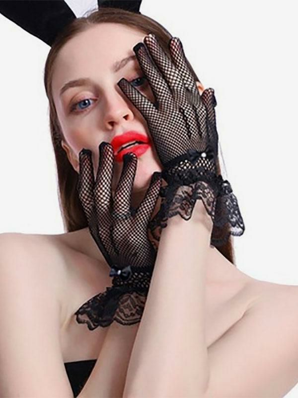 Accessories |   Black Woman’s Gloves Rhinestones Lace Gloves Accessories Accessories