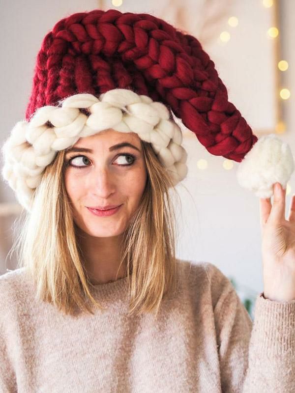 Accessories |   Christmas Santa Hat Family Hand-Knitted Pom Poms Decoration Cap Accessories Accessories