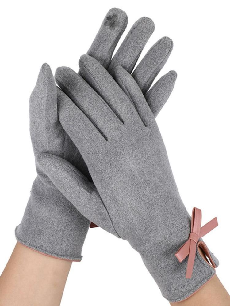 Accessories |   Gloves For Woman Bows Light Grey Gloves Accessories Accessories