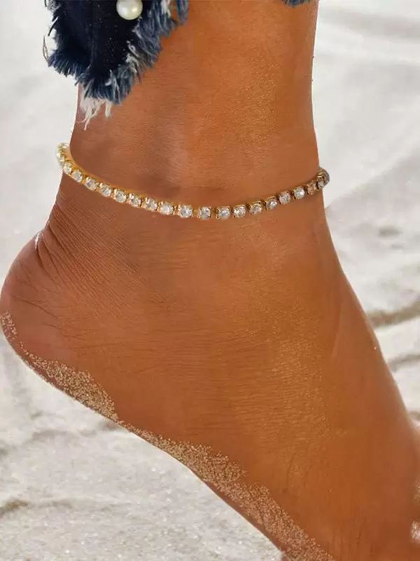 Accessories |   Gold Crystal Braided Anklet Beach Prom Ankle Bracelet Accessories Accessories