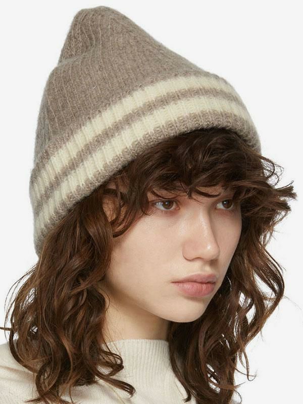 Accessories |   Grey Knit Stripe Hats For Women Fabulous Stripes Winter Warm Hat Accessories Accessories