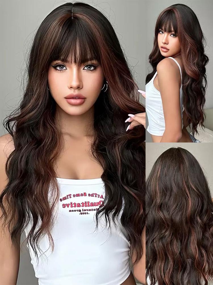 Accessories |   Highlight Wig Wave Long With Bangs For Casual Cosplay Tousled Wig Accessories Accessories