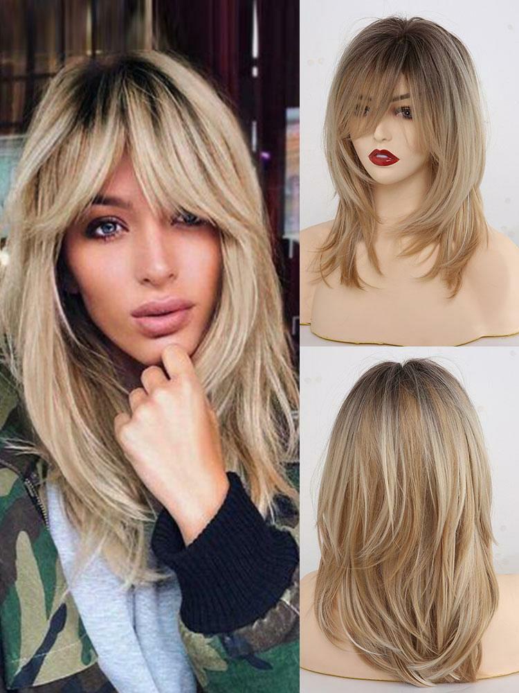 Accessories |   Long Wig For Woman Light Gold Straight Rayon Chic Layered Short Synthetic Wigs Accessories Accessories