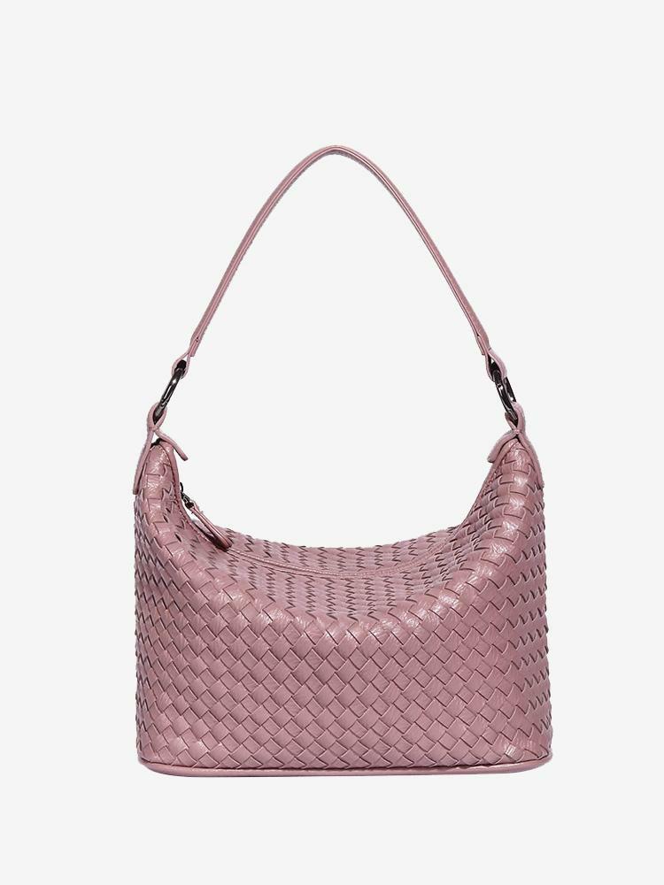 Accessories |   Lotus Pink Bags PU Leather Horizontal Shape Single Strap Plaid Bag Accessories Accessories