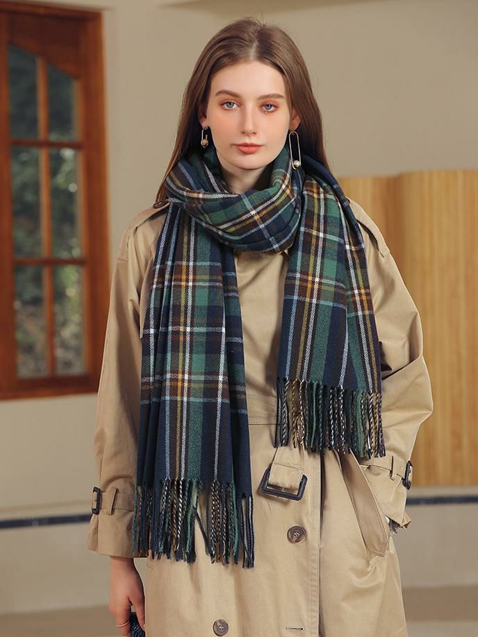 Accessories |   Scarf Plaid Fringe Fiber Winter Warm Long Scarves Accessories Accessories