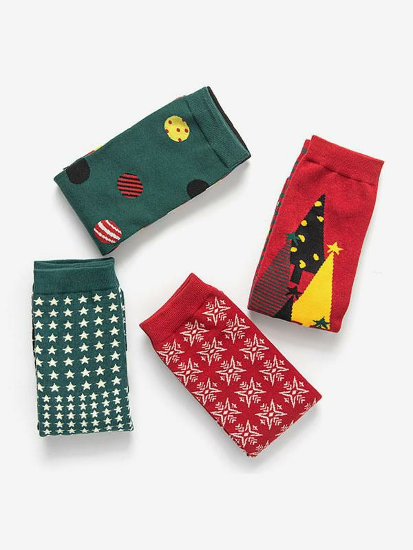 Accessories |   Socks Red Poly/Cotton Blend Christmas Pattern Holiday Gift Home Wear Winter Warm Cute Acc Clothing Accessories