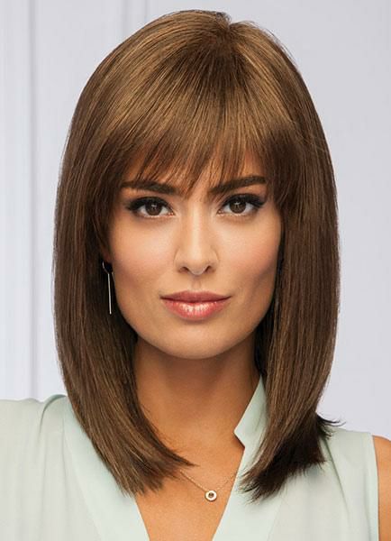 Accessories |   Straight Human Hair Wigs Heat Resistant Fiber Layered Wigs In Brown Accessories Accessories