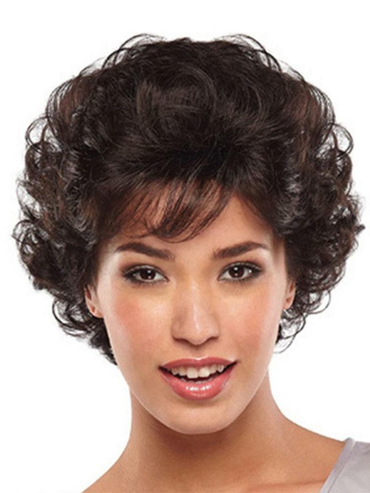 Accessories |   Synthetic Wigs Deep Brown Curly Heat-resistant Fiber Tousled Short Women Short Wig Accessories Accessories