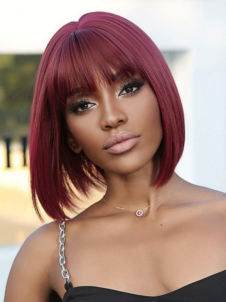 Accessories |   Synthetic Wigs Ember Red Bobs Heat-resistant Fiber Layered Short Girl’s Women Short Wig Accessories Accessories