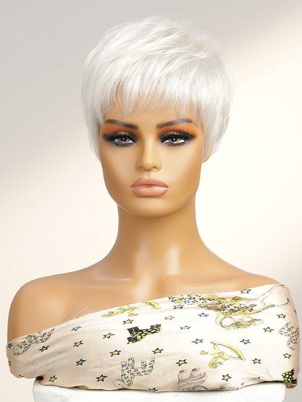 Accessories |   Synthetic Wigs White Pixies & Boycuts Mixed-hair Tousled Short Wig For Women Accessories Accessories