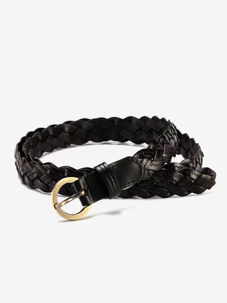 Accessories |   Trendy Cowhide Belt Braided Leather With Metal Buckle For Dresses Accessories Accessories