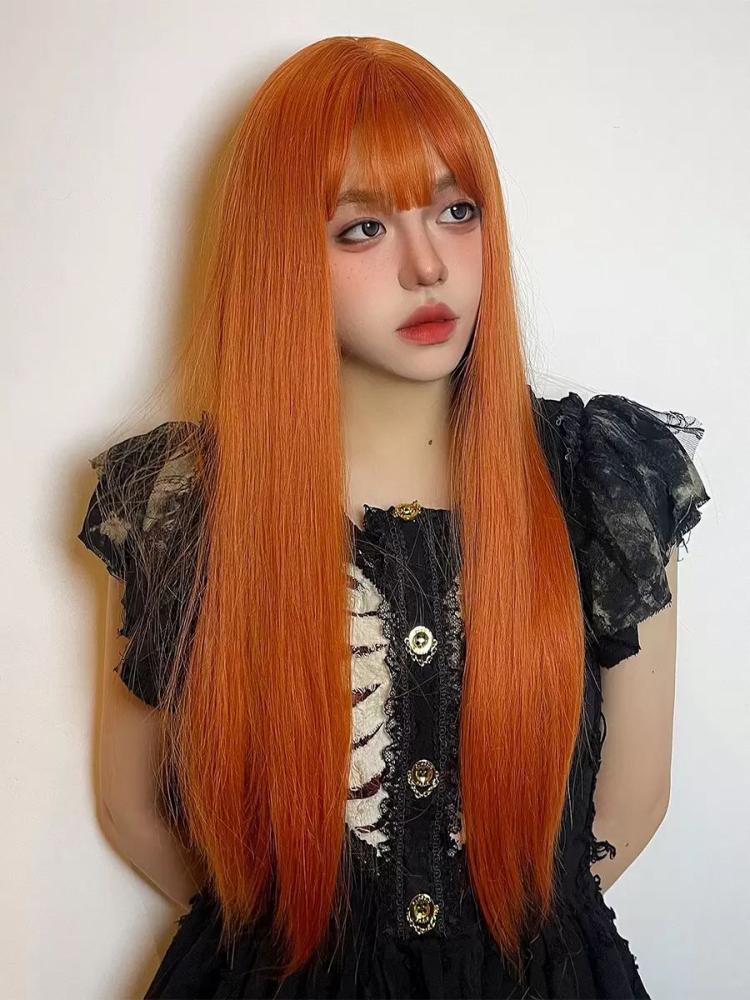 Accessories |   Wig Long Straight Orange Red Festival Casual Wig With Bangs Accessories Accessories