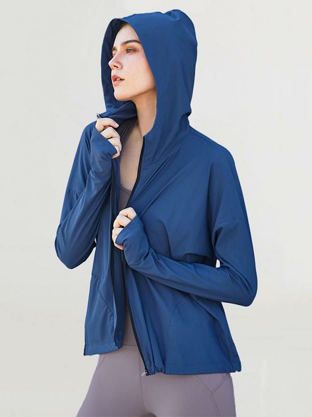 Activewear |   Sports Outerwear Hooded Long Sleeves Sun-protection Activewear Activewear Activewear