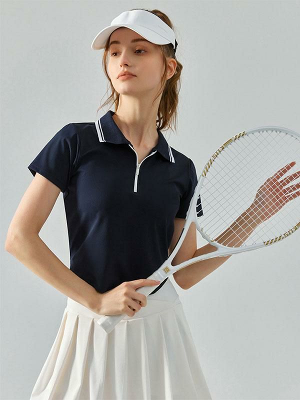 Activewear |   Tennis Polo Top Two-Tone Short Sleeves Activewear For Women Activewear Activewear