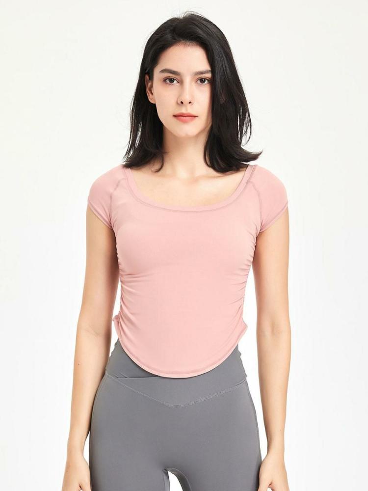 Activewear |   Yoga Top Quick Dry Jewel Neck Short Sleeves Running Activewear Activewear Activewear