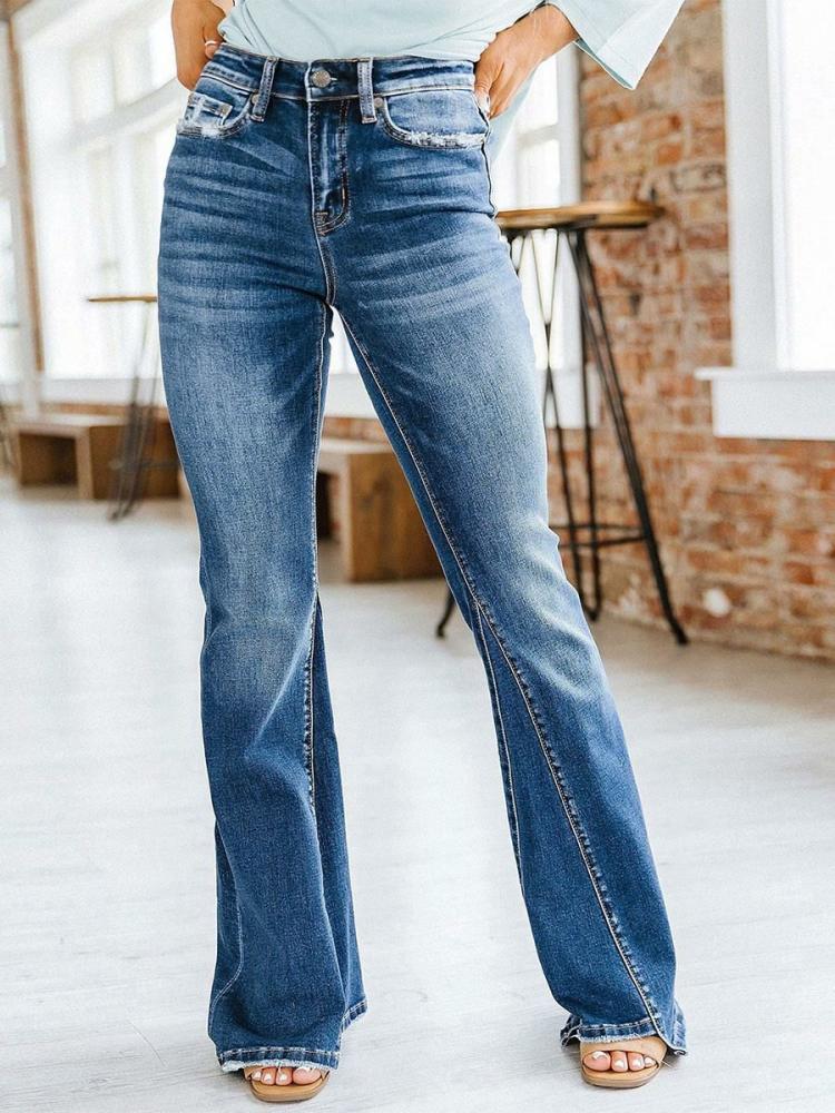 Bottoms |   Bootcut Jeans High Rise Cotton Spring Flare Bottom For Women 2024 Bottoms Bottoms