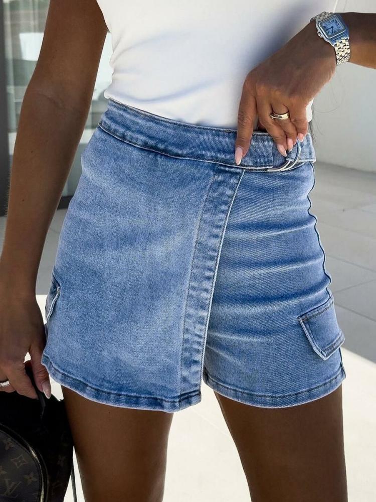 Bottoms |   Cowboy Denim Shorts Ring Details Asymmetrical Casual Bottom Bottoms Bottoms