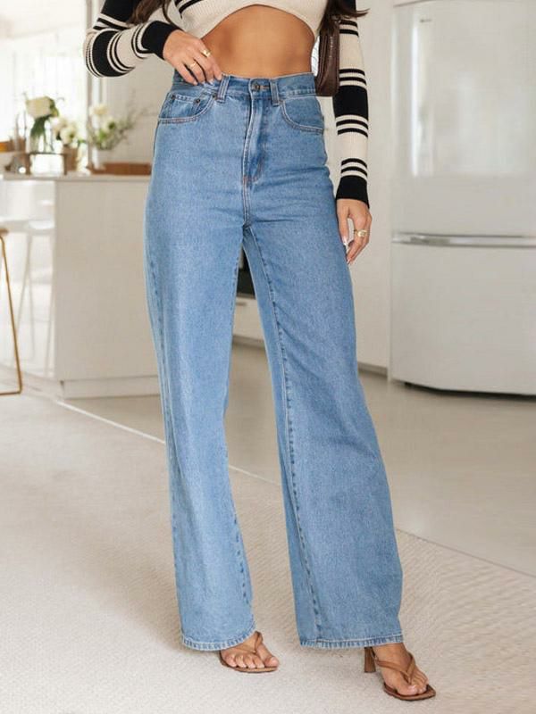 Bottoms |   Cowgirl Straight Pants Wide Leg Solid Color Modern Casual Trousers Bottoms Bottoms