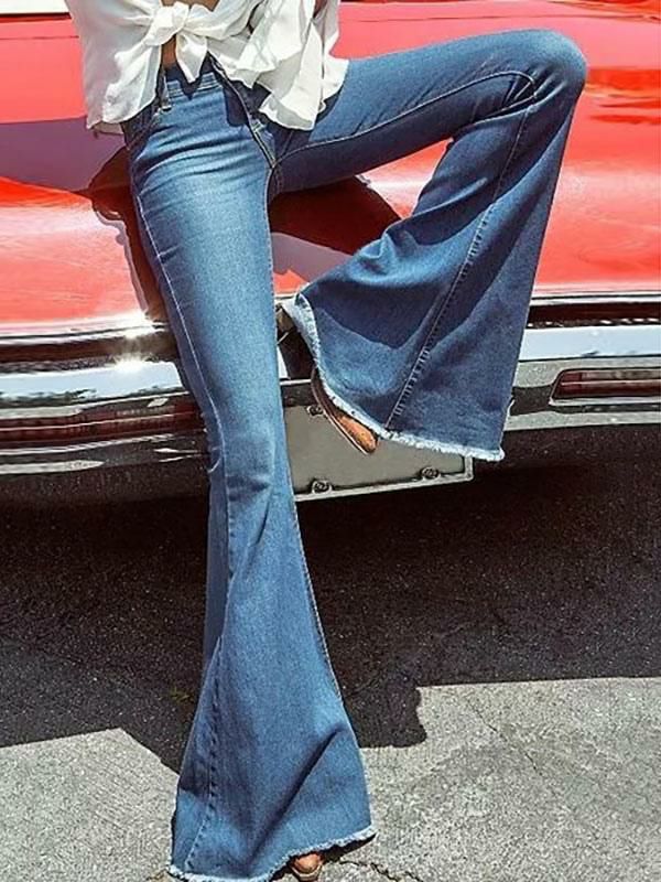 Bottoms |   Jeans For Women Fashion Bell Bottoms Zipper Fly Button Fly Blue Denim Pants Bottoms Bottoms