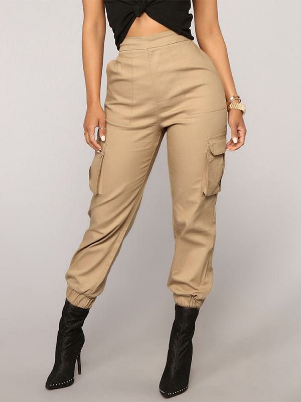 Bottoms |   Khaki Pants Raised Waist Pockets Zipper Fly Trousers Bottoms Bottoms