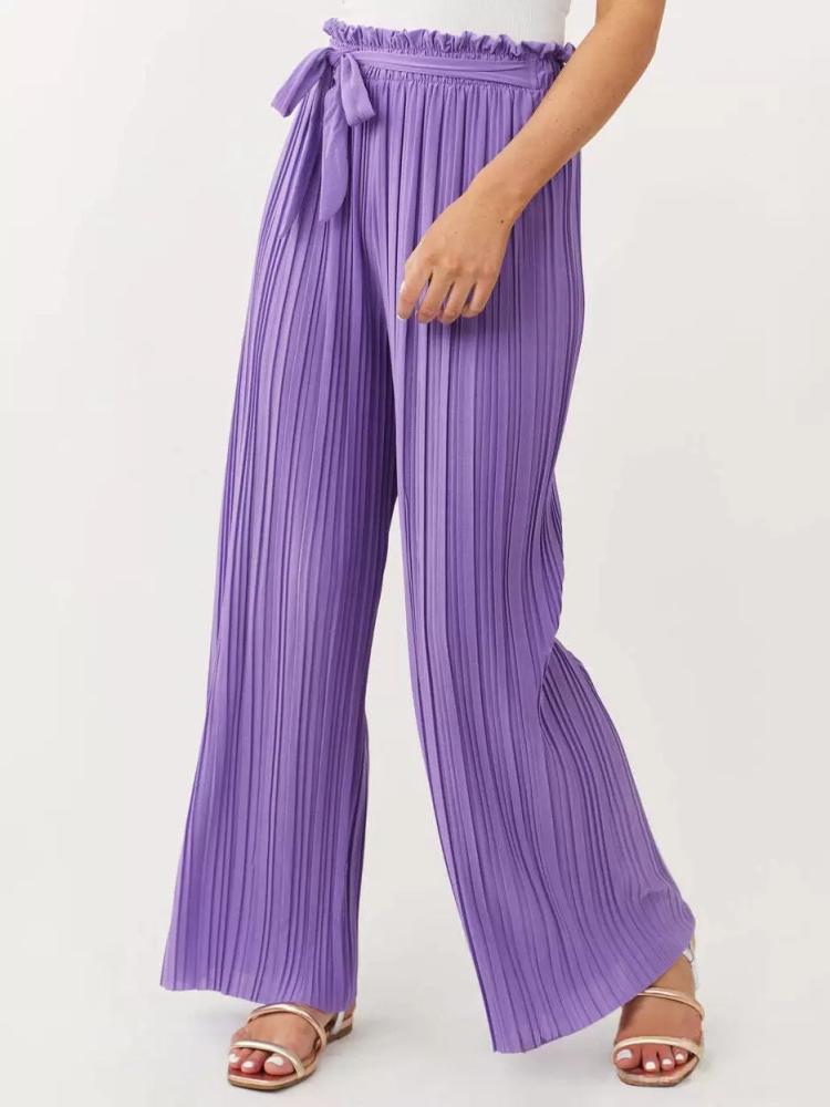 Bottoms |   Pants Violet Pleated Polyester Natural Waist Trousers Bottoms Bottoms