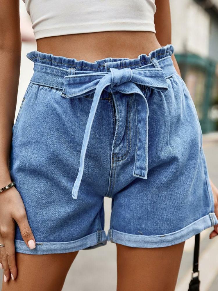 Bottoms |   Shorts Casual Lace Up Denim Bottoms Bottoms Bottoms