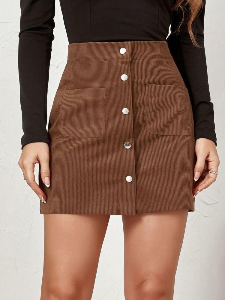 Bottoms |   Skirt For Women Coffee Brown Corduroy Short Autumn And Winter Women Bottoms Bottoms Bottoms