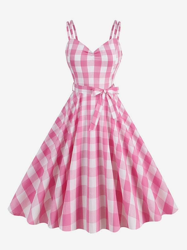 Dresses |   Barbie Gingham Dress 1950s Audrey Hepburn Sleeveless Vintage Dress Clothing Dresses