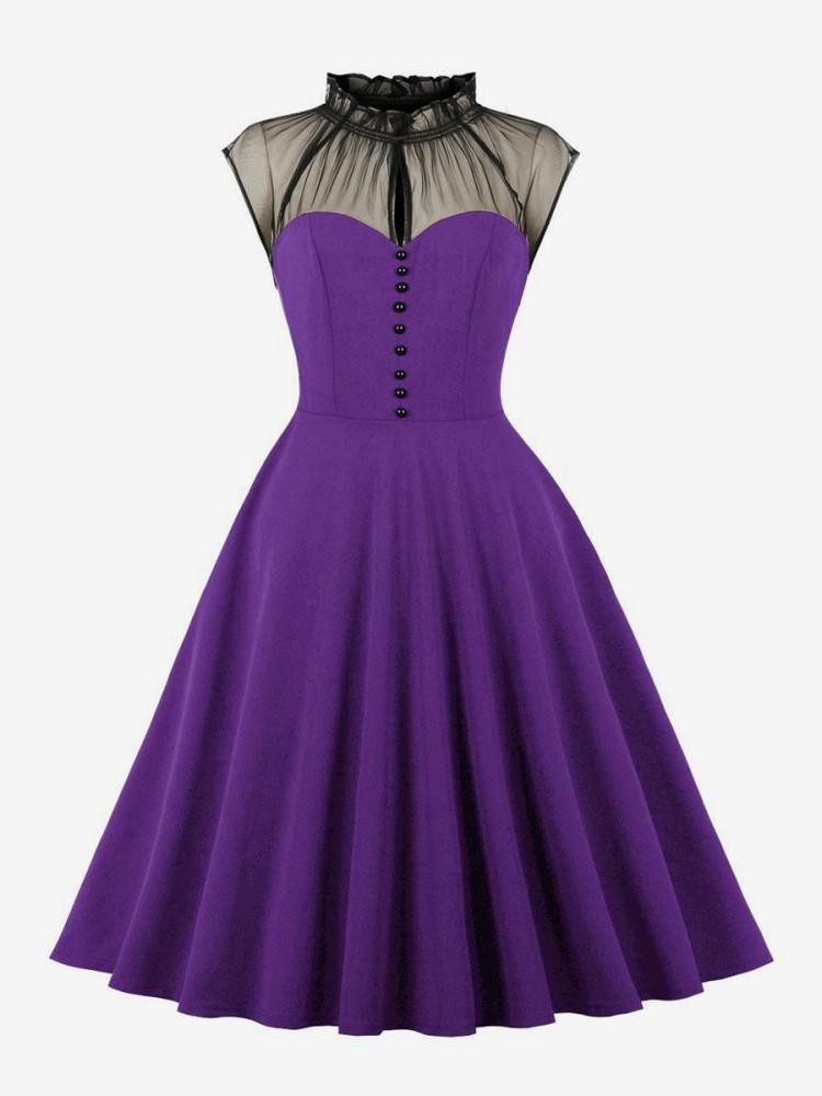 Dresses |   Retro Dress 1950s Audrey Hepburn Style Sleeveless Knee Length Rockabilly Dress Clothing Dresses