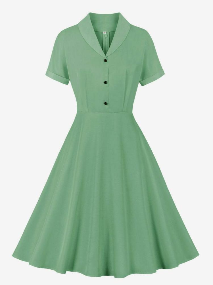 Dresses |   Retro Dress 1950s Audrey Hepburn Style V-Neck Short Sleeves Woman Knee Length Rockabilly Dress Clothing Dresses