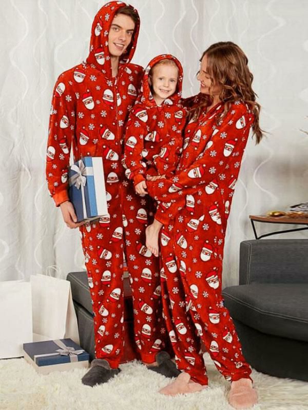 Home Wear |   Christmas Matching Family Pajamar Red Family Christmas Jumpsuit Clothing Home Wear