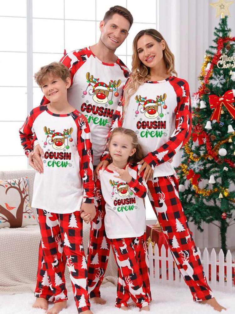 Home Wear |   Christmas Matching Family Pajamas Adult’s Kid’s Christmas Pattern Top Pants Clothing Home Wear