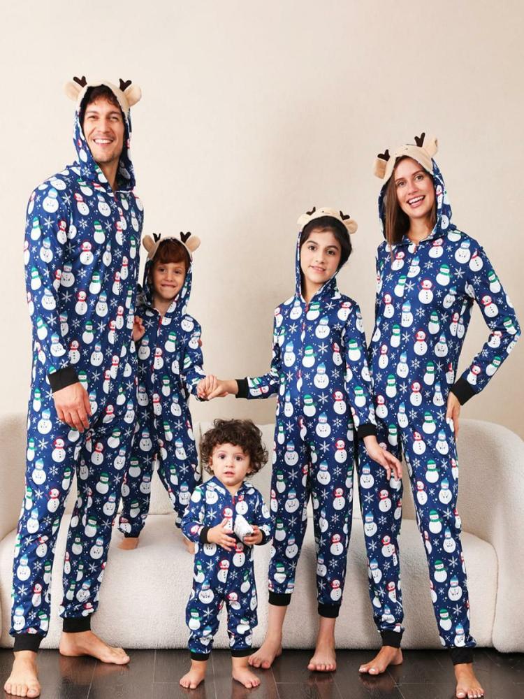 Home Wear |   Christmas Matching Family Pajamas Hooded Baby’s Adult’s Jumpsuits Clothing Home Wear