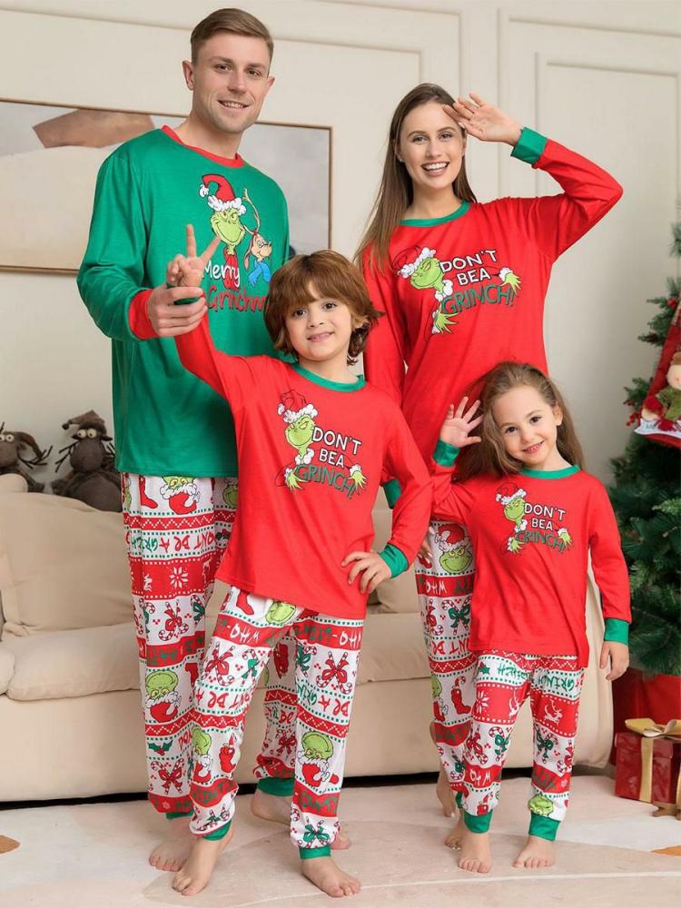 Home Wear |   Christmas Matching Family Pajamas Kid’s Adult’s Christmas Pattern Top Pants Clothing Home Wear