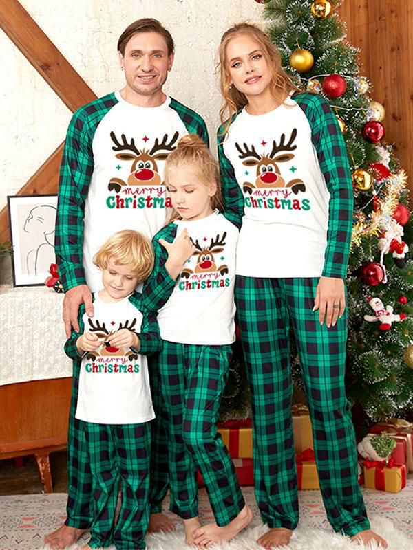 Home Wear |   Christmas Matching Family Pajamas Kid’s Adult’s Christmas Pattern Top Pants Clothing Home Wear