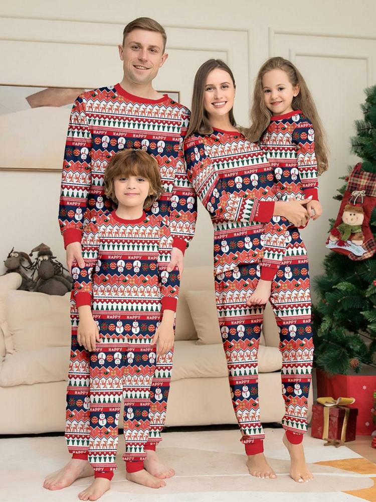 Home Wear |   Christmas Pattern Pajamas Crew Neck Long Sleeves Family Pyjamas Clothing Home Wear