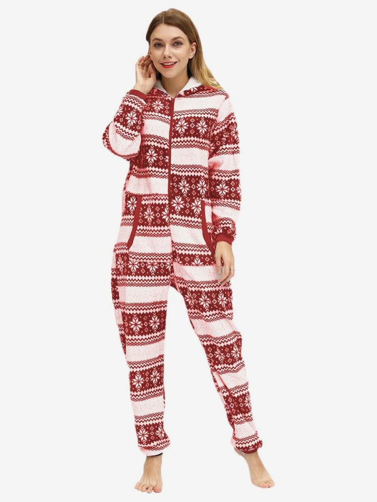 Home Wear |   Family Christmas Pajamas Adult’s Christmas Pattern Jumpsuit Clothing Home Wear