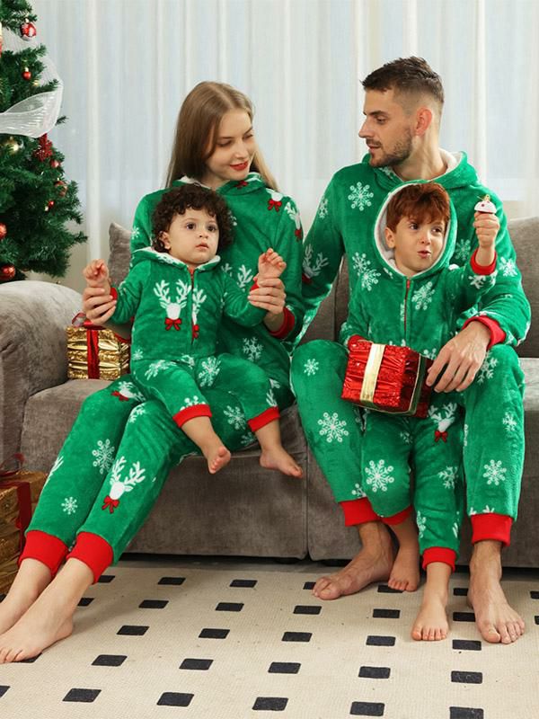 Home Wear |   Family Christmas Pajamas Baby’s Kid’s Flannel Christmas Pattern Jumpsuit Clothing Home Wear