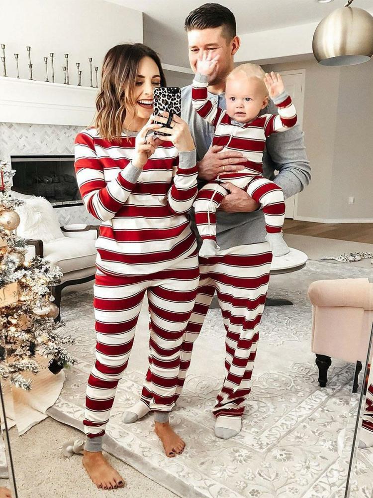 Home Wear |   Family Christmas Pajamas Kid’s Adult’s Christmas Pattern Pants Top Sets Clothing Home Wear