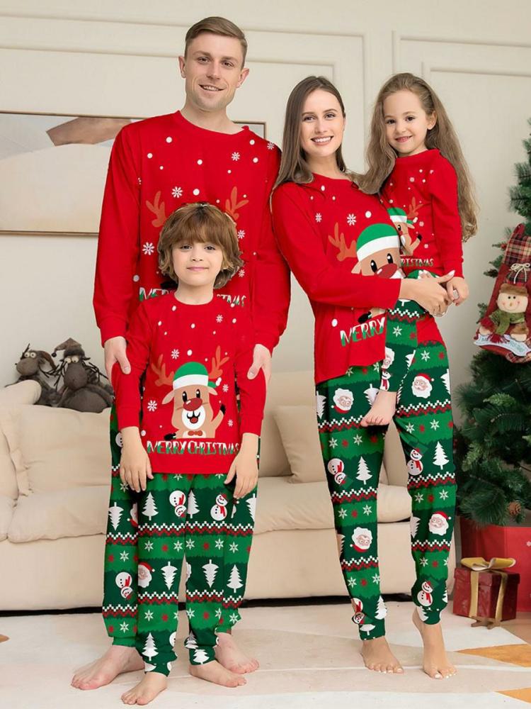 Home Wear |   Family Christmas Pajamas Long Sleeves Adult’s Kid’s Cotton Pyjamas Clothing Home Wear