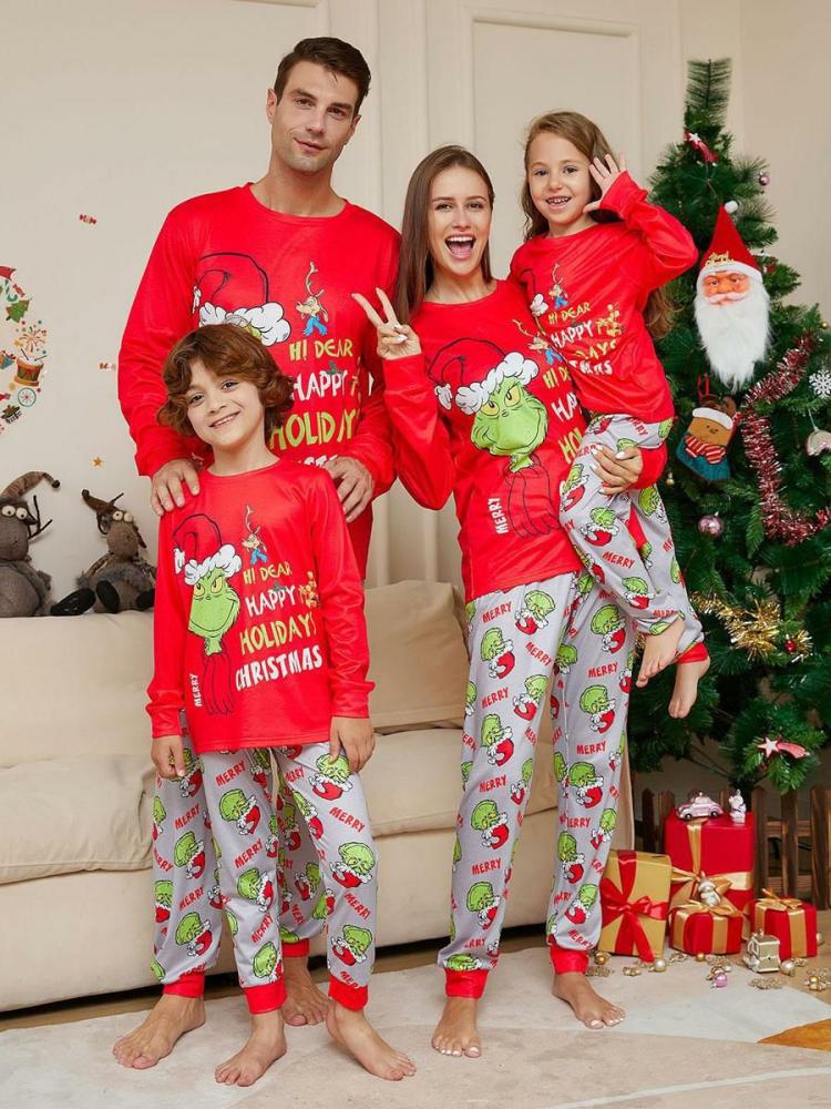 Home Wear |   Family Pajamas Round Neck Long Sleeves Christmas Pyjamas Clothing Home Wear