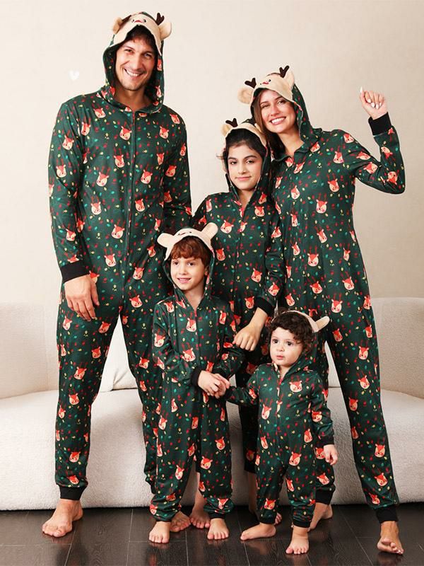 Home Wear |   Matching Family Christmas Pajamas Adult’s Kid’s Christmas Pattern Jumpsuit Clothing Home Wear