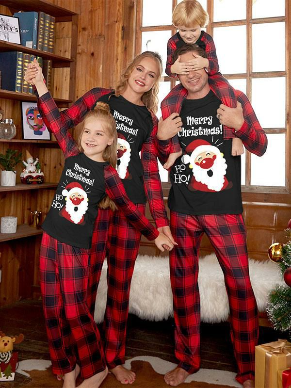 Home Wear |   Matching Family Christmas Pajamas Adult’s Kid’s Christmas Pattern Pants Top Clothing Home Wear