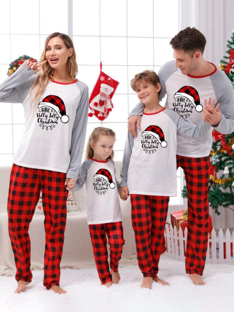 Home Wear |   Matching Family Christmas Pajamas Kid’s Adult’s Christmas Pattern Top Pants Clothing Home Wear