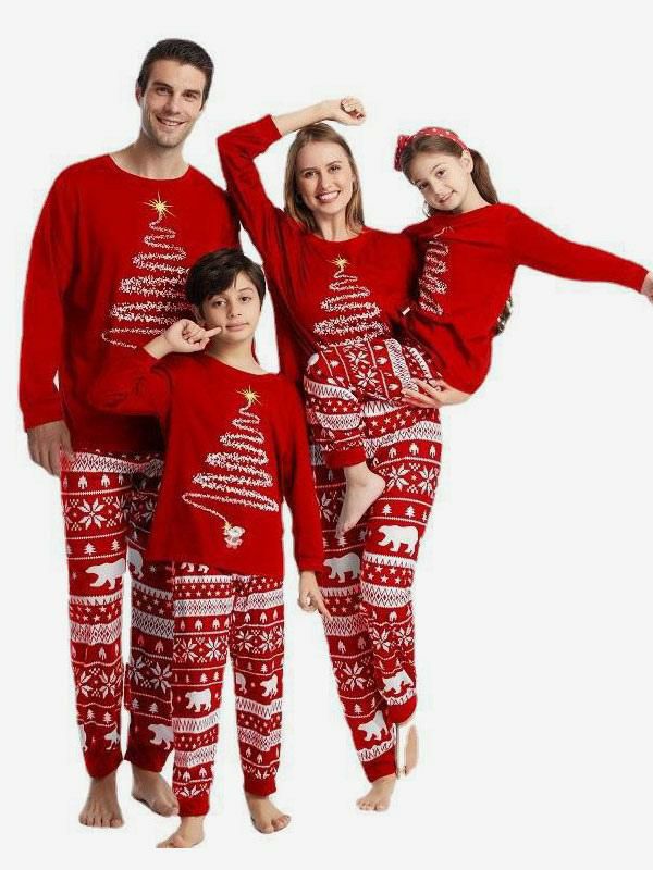 Home Wear |   Matching Family Christmas Pajamas Kid’s Adult’s Christmas Pattern Top Pants Clothing Home Wear