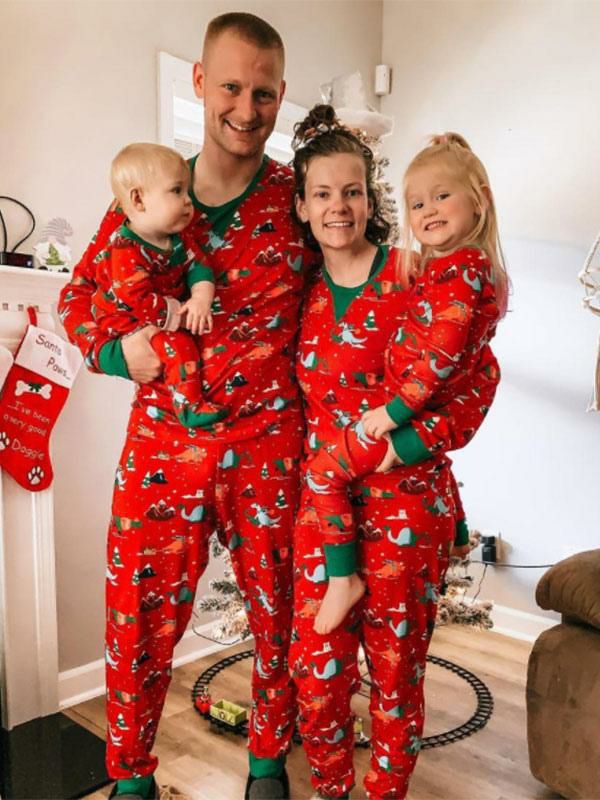 Home Wear |   Matching Family Christmas Pajamas Kid’s Toddler’s Cotton Pants Top Sets Clothing Home Wear