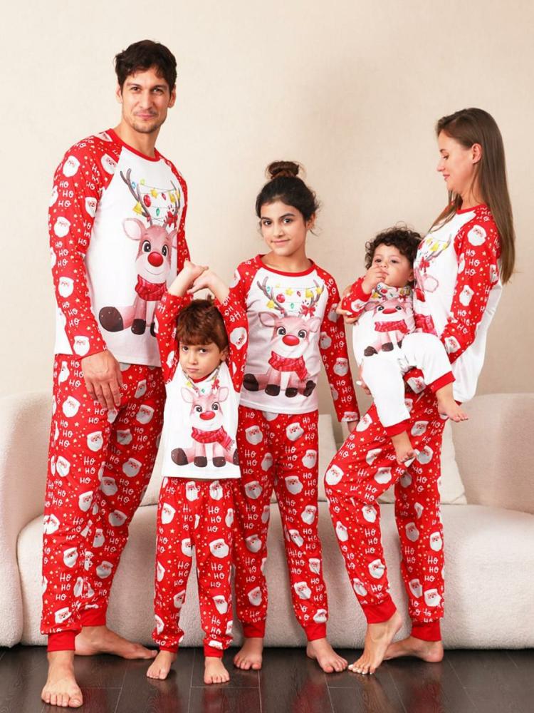 Home Wear |   Matching Family Christmas Pattern Pajamas Adult’s Kid’s Two Pieces Sets Clothing Home Wear