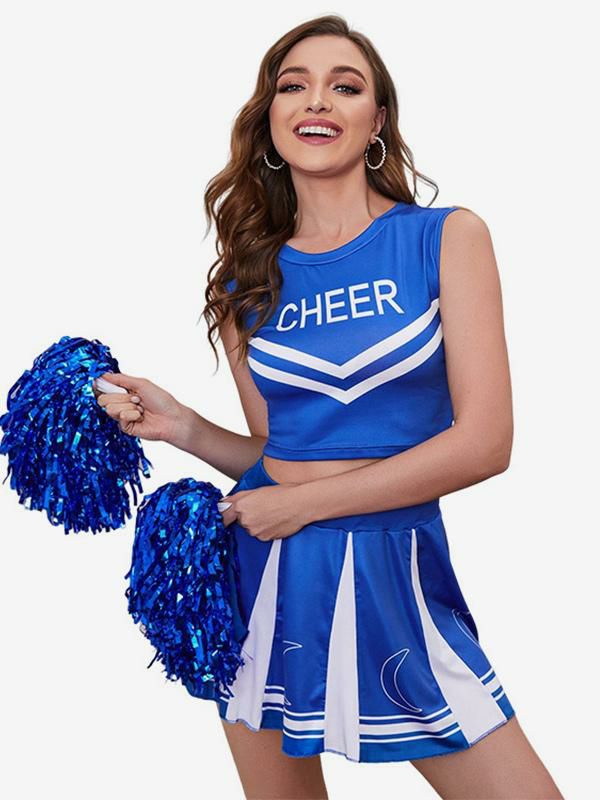 Lingerie |   Cheer Leader Costume Blue Top Skirt Clothing Lingerie